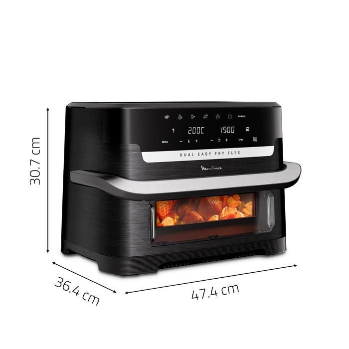 Moulinex Dual Easy Fry Flex Luftfritteuse – 9 Liter, Mit FlexCook-Trennwand, Für Bis Zu 8 Personen