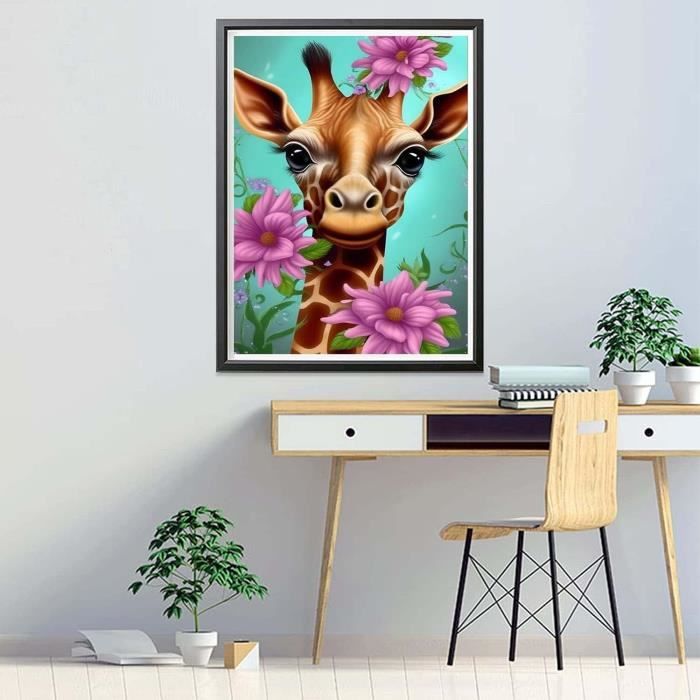 Kit Peinture Diamant Girafe 5D - Toile 30x40cm, Cristaux Inclus - DIY Déco Murale Adulte