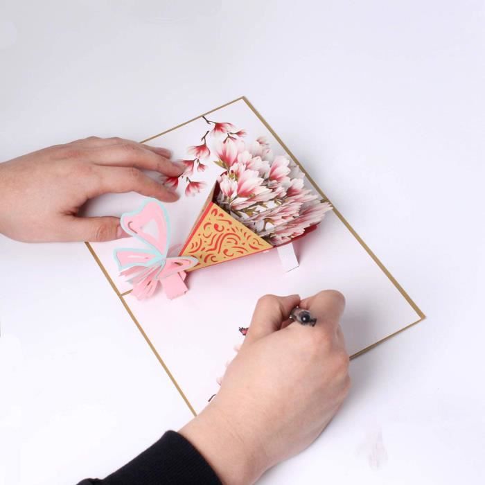 SamHeng Lot De 10 Cartes De Vœux Fleurs 3D – Tournesol, Avec Ruban Et Nœud – Vierges Intérieur – 17x11,5 Cm (plié) – Fait Main