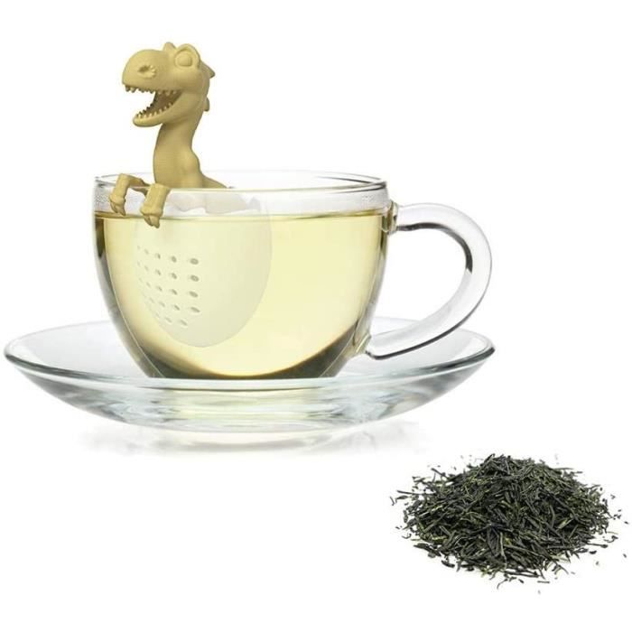 Infuseur à Thé En Silicone Dinosaure Mignon - Sans BPA, Lavable Au Lave-vaisselle, 10x6,6x5cm, Vert/jaune - 8