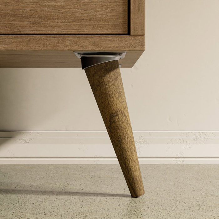 Meuble TV Calicosy 120cm Bois Chêne - 2 Portes Coulissantes, Pieds Bois - Fabriqué En France
