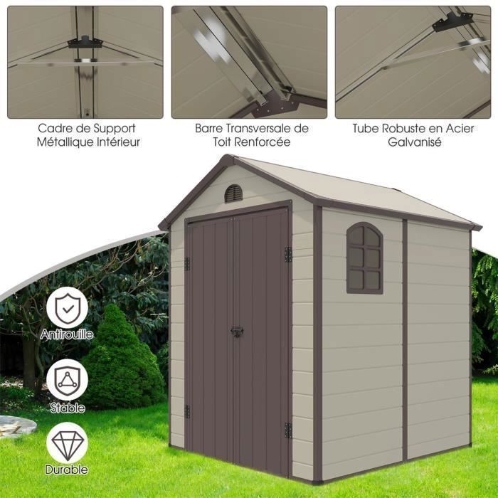 COSTWAY Abri De Jardin En Métal Avec 2 Portes Coulissantes