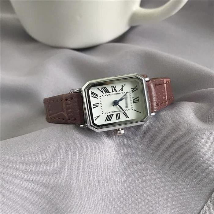 Montre Quartz Vintage Pour Femme - Cadran 29mm Chiffres Arabes - Bracelet Cuir PU Ajustable - 4