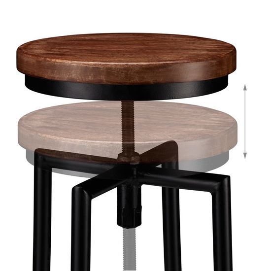 Tabouret De Bar Industriel En Similicuir Avec Hauteur D'Assise Réglable Et Deux Repose-pieds, Marron Yaheetech | Leroy Merlin