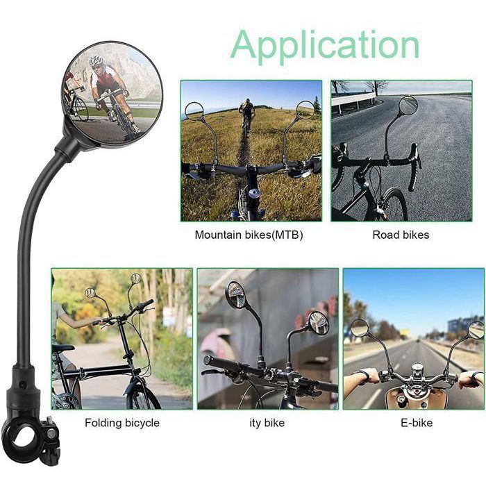 Lot de 2 rétroviseurs de vélo réglables à 360 degrés Lot de 2 rétroviseurs de vélo réglables à 360 degrés