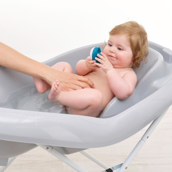 Baignoire Pliable Bébé XXL 80x50x23 Cm Avec Thermomètre - Pour 0 à 6 Ans, Tapis De Bain Inclus - Gris Ou Rose