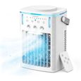 Climatiseur portable, mini ventilateur AC ultra-silencieux avec minuterie 2-4-8 h, télécommande, 3 vitesses et brumisation fraîche,