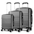 Kono Set de 3 valises à la Mode en ABS léger, avec Mallette de Transport Rigide, avec 4 roulettes, Valise 20 ", 24", 28 ", Gris-0