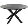 Table à manger Table repas ronde en métal et manguier coloris noir - Diamètre 130 x Hauteur 76 cm-0
