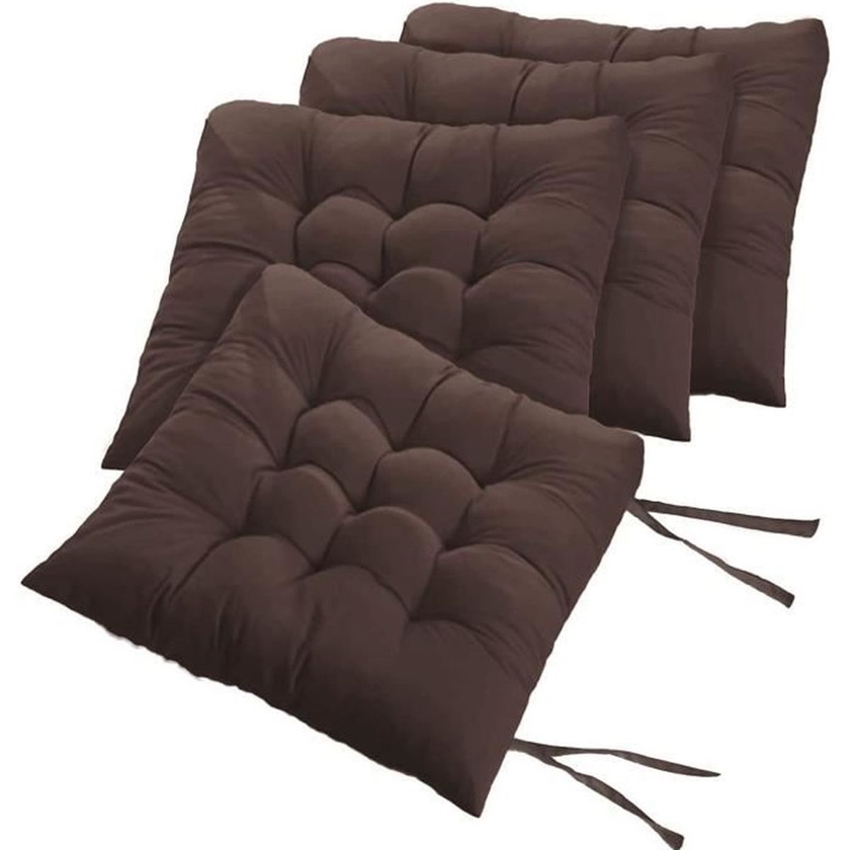 Coussins de Siège 40x40cm Coussins de Chaise de Salle à Manger Patio Terrasse Jardin Extérieur BRAVO HOME Set Coussins de Chaise de Jardin Décoration de mobilier de Jardin 4 Pièces, Gris