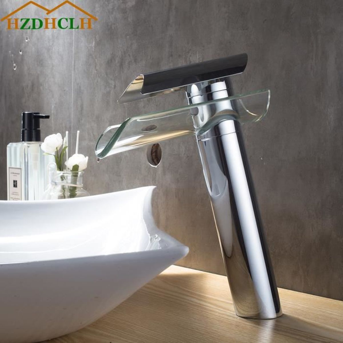 17House® Robinet lavabo salle de bain haut pour vasque cascade en 17House® Robinet lavabo salle de bain haut pour vasque cascade en