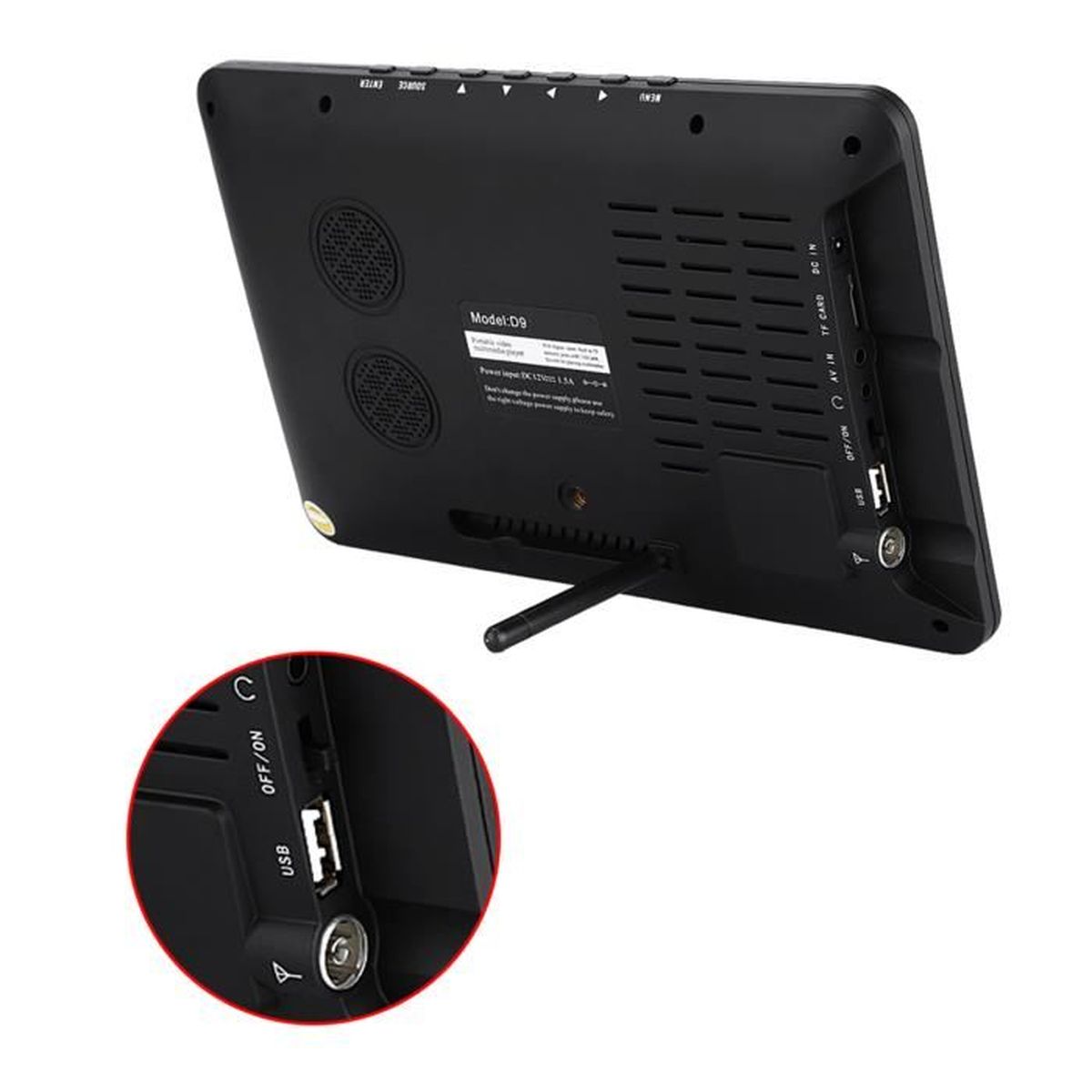 Téléviseur Portable 11,6 Pouces DVB-T/T2 – Écran TFT LED, Batterie 1500 MAh, HDMI/USB/SD Pour Voiture, Camping, Maison