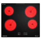 Plaque de Cuisson Vitrocéramique FIREGAS - 4 zones 6000W - L59 x P52 cm - Noir