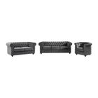 VENTE-UNIQUE Canapés 3 places et 2 places et fauteuil en velours anthracite CHESTERFIELD