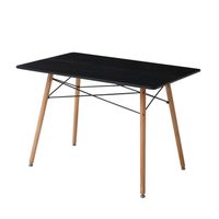 BenyLed Table de Salle à Manger Moderne avec Pieds en Hêtre ; Table de Cuisine de Style Nordique, Noir (110*70*74cm)