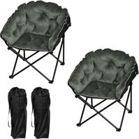 WOLTU 2x Chaise Pliante Camping, Fauteuil Pêche Rembourré en Velours, Tissu Oxford, Léger et Portable, Noir+Gris Foncé W0ETT0192-2