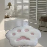 Tapis en peluche douce avec motif de patte de chat pour la maison, le canapé, la table basse, la chambre à coucher, tapis décoratif