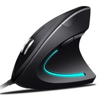 Souris Vertical Optique Filaire, Conception Ergonomique, 6 Boutons, Prévention du Syndrome de la Souris et de l'Épicondylite; Noir