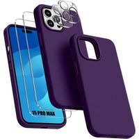 Coque pour iPhone 15 Pro Max - Protection TPU Violet Foncé + 2 Verres Trempés et 2 Protections Caméra Arrière