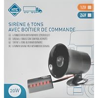 Sirène 6 tons - HTC EQUIPEMENT - 12V - Puissance 20W - Télécommande - Noir
