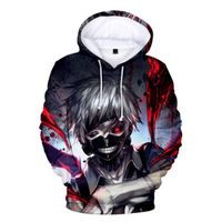 SWEAT-SHIRT Mixte - Adulte Sweatshirt à capuche et velours Tokyo Ghoul Casual Imprimé - noir KT™