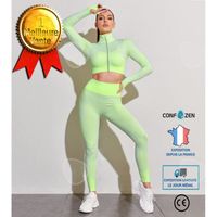 CONFO® Costume de yoga - Vert - Nylon - Manches longues - Fitness - Adulte