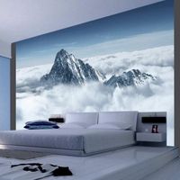 Papier peint Paysages Montagne entourée de nuages 300x231 cm - Papier peint panoramique - Intissé