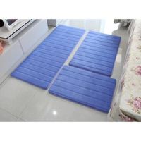 tapis de salle de bain antidérapant,Blue 3pieces-40x60 50x80 40x120cm--Ensemble de tapis de toilette coordonnants en forme de U, sim