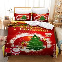 Housse De Couette 140x200 Cm + 2 Taies 65x65 Cm – Microfibre 100% – Motif Flocons De Neige 3D – Fermeture Éclair – Rouge Noël - 4