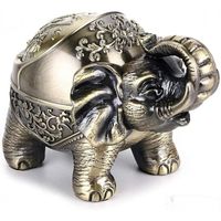 Cendrier Métal Avec Couvercle Motif éléphant - 10x10cm - Coupe-vent, Décoration Intérieur/extérieur - 4