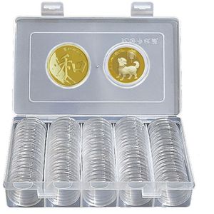 Boîte de rangement pour pièces de monnaie - Transparent - 100 capsules - Plastique - 185x120mm