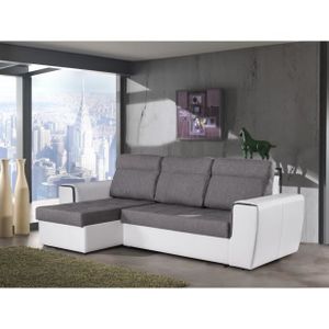 Canapé Dangle Convertible Gris Blanc Malaga Achat Vente