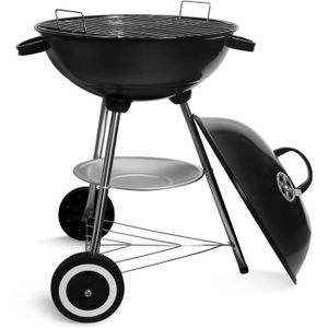 BARBECUE Barbecue à Charbon Rond - BBQ Mobile - Grill Portable de Jardin - 2 Roues - 41cm - 4 à 6 Personnes