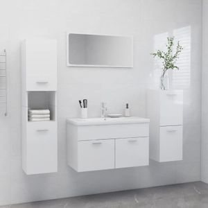 SALLE DE BAIN COMPLETE LUXE•8621 Mobilier pour salles de bains|Ensemble de meubles de salle de bain Blanc brillant Aggloméré Armoire de salle de bain