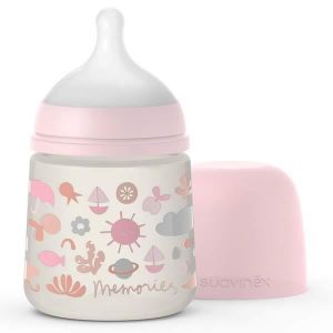 Suavinex - Tétine pour bébé 0-6 mois - Tétine anatomique en silicone 0% BPA  - Rose