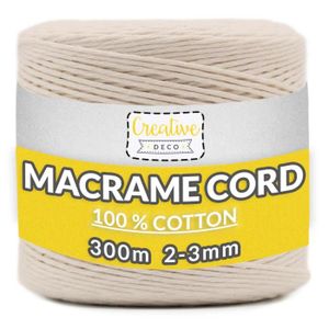 10 mètres de corde beige cordelette cordon tressé ø 5mm de diamètre coton  naturel nthétique n8 tgb - Un grand marché