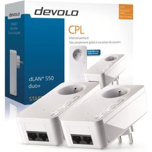 COURANT PORTEUR - CPL DEVOLO dLAN 550 Duo+ Starter kit  - 2 adaptateurs 