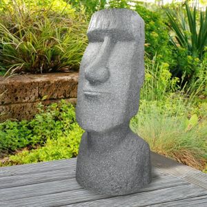 STATUE - STATUETTE   Sculpture statue pierre moulée lave gris île de Pâ
