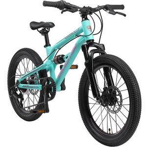 VTT BIKESTAR | VTT Vélo tout terrain tout suspendu enfants 6+ ans | 20 pouces | 7 vitesses Shimano | Freins Disque | Turquoise