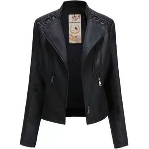 BLOUSON Veste pu cuir Femme uni en slim Blouson Femmes mot