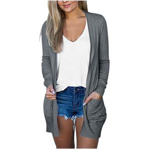 Cardigan Long Femme Bluelucon - Léger, Décontracté Avec Poches - Pour Été Et Automne