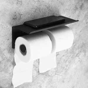 Porte Papier Toilettes Double Pole de Tube en Métal Style Rétro Design Industriel,Étagère de Support Papier WC pour Salle de Bain 