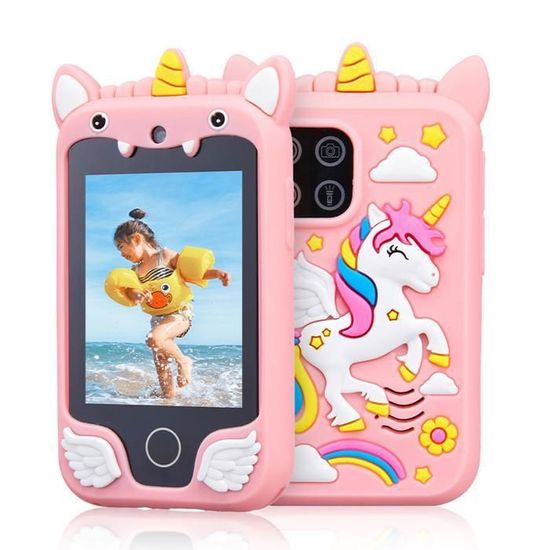 Téléphone Jouet Pour Filles 3-12 Ans - Écran Tactile 2,8 Pouces, Double Caméra, 44 Jeux, Apprentissage, Musique - Cadeau Anniversaire Noël Avec Carte 32 Go