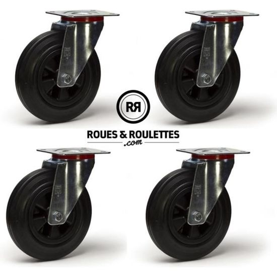 Roulette pivotante à frein PA/Caoutchouc Ø 100mm