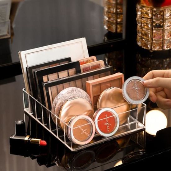 Lot De 2 Organisateurs à Fards à Paupières Transparents - 7 Compartiments Pour Rangement Maquillage - Coiffeuse Acrylique