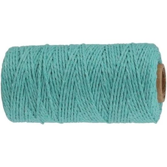 LEREATI Corde Macramé 2mm X 150m Bleu Denim - Fil Coton Pour Artisanat, Décoration Et Bricolage
