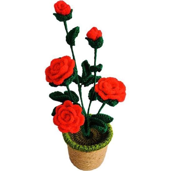 Bouquet De Fleurs Au Crochet Violet - Fait Main En Fil Doux - Décoration Maison Ou Cadeau Saint-Valentin, Anniversaire, Fête Des Mères