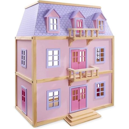 Melissa doug multi level wooden dollhouse dollhouses dolls age 3 years gift for boy or girl Cdiscount Jeux Jouets
