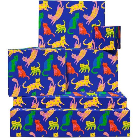 Papier Chat - 6 Feuilles D'Emballage Cadeau D'Anniversaire