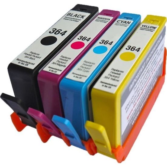 Lot De 5 Cartouches D'encre Compatibles HP 364XL - Noir + Couleurs - Pour Photosmart 5510 Et Autres - Neuf